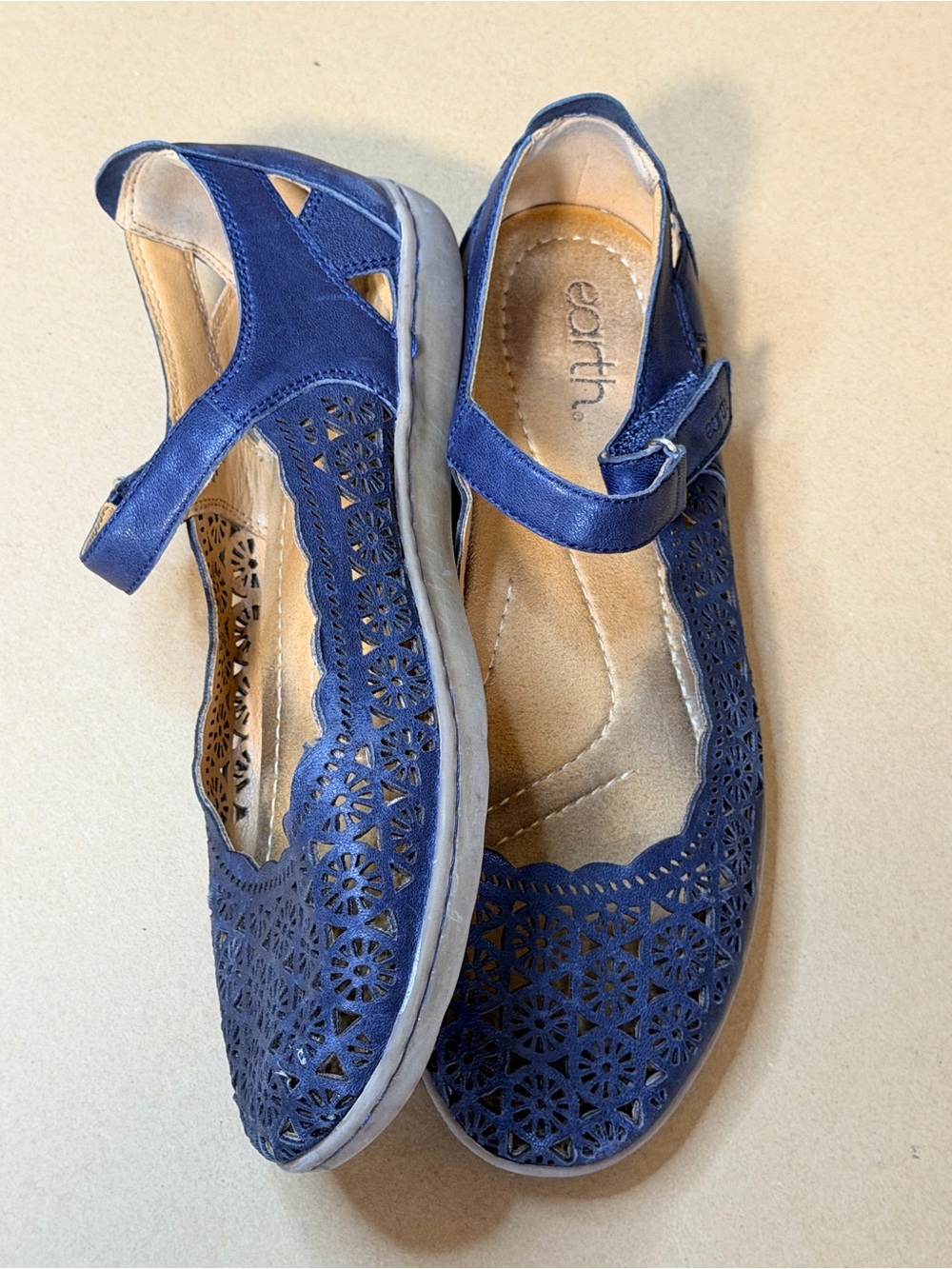 Earth Spirit Blue Mary Jane Casual Shoes Adjustable Strap Faux Leather Womens 9. - Picture 5 of 8